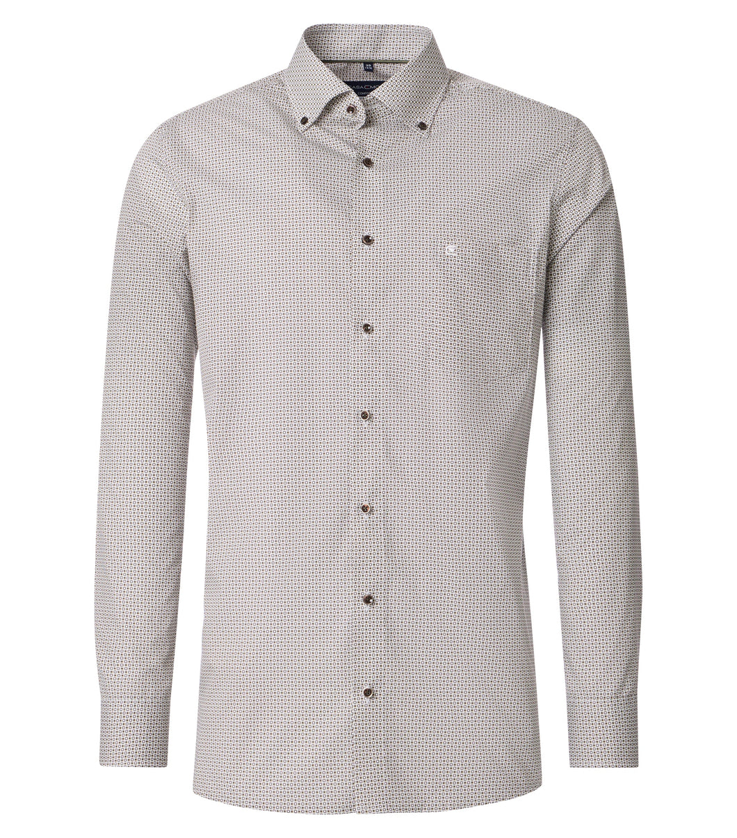 Businesshemd - Comfort Fit - Langarm - Muster - Braun