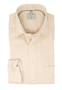Businesshemd - Comfort Fit - Langarm - Struktur - Beige