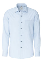 Laden Sie das Bild in den Galerie-Viewer, Businesshemd - Comfort Fit - Langarm - Struktur - Bleu