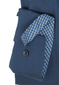 Businesshemd - Comfort Fit - Langarm - Struktur - Marine