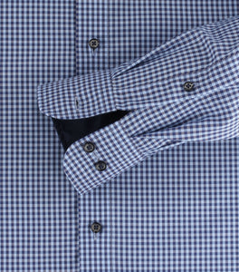 CASAMODA Herren Businesshemd Comfort Fit Button-Down-Kragen Langarm Vichykaro Blau