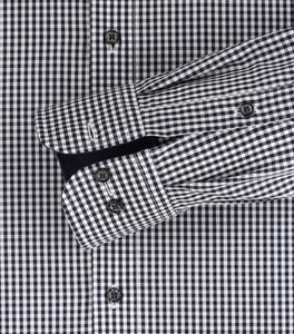 CASAMODA Herren Businesshemd Comfort Fit Button-Down-Kragen Langarm Vichykaro Blau