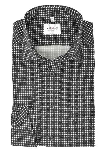 Businesshemd - Modern Fit - ELA - Muster - Schwarz