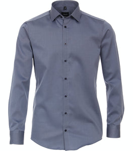 VENTI Herren Businesshemd Modern Fit Kent-Kragen Langarm Einfarbig Blau