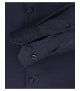 VENTI Herren Businesshemd Modern Fit Kent-Kragen Langarm Einfarbig Blau