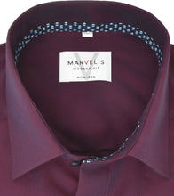 Laden Sie das Bild in den Galerie-Viewer, Marvelis Herren Businesshemd Modern Fit Kent Kragen Langarm Einfarbig Bordeaux