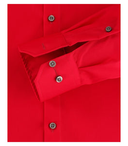 Businesshemd - Modern Fit - Langarm - Einfarbig - Rot
