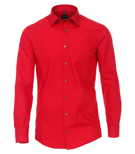 Businesshemd - Modern Fit - Langarm - Einfarbig - Rot