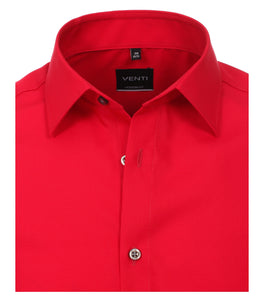 VENTI Herren Businesshemd Modern Fit Kent-Kragen Langarm Einfarbig Rot