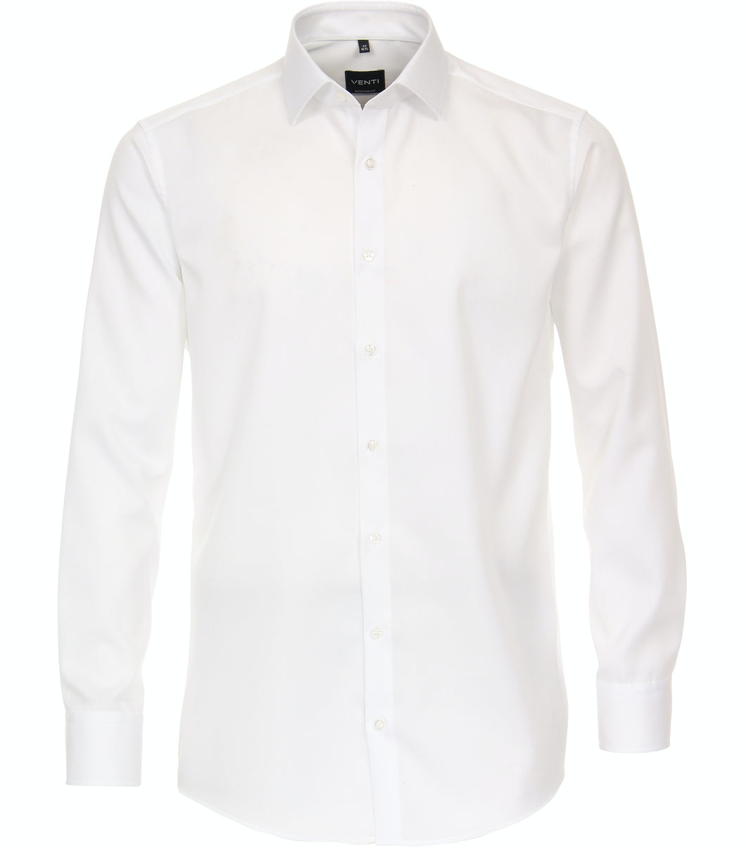 VENTI Herren Businesshemd Modern Fit Kent-Kragen Langarm Einfarbig Weiß