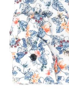 Businesshemd - Modern Fit - Langarm - Florales Muster - Weiß/Blau/Rot