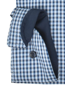 Marvelis Herren Businesshemd Modern Fit Button Down Kragen Langarm Kariert Blau