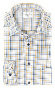 Businesshemd - Modern Fit - Langarm - Kariert - Blau/Gelb