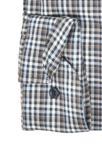 Businesshemd - Modern Fit - Langarm - Kariert - Braun/Blau/Weiß