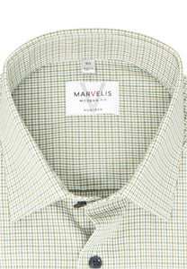 Businesshemd - Modern Fit - Langarm - Kariert - Olive