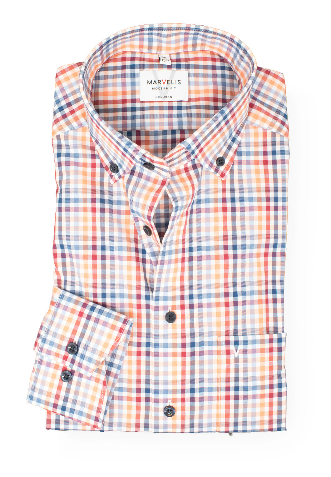 Businesshemd - Modern Fit - Langarm - Kariert - Button Down - Rot