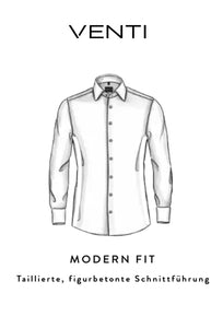 VENTI Herren Businesshemd Modern Fit Kent-Kragen Langarm Muster Bunt
