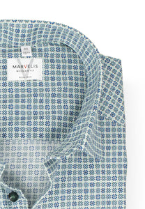 Businesshemd - Modern Fit - Langarm - Muster - Grün