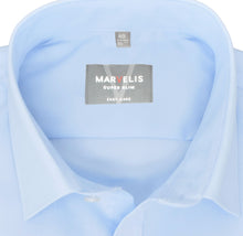 Laden Sie das Bild in den Galerie-Viewer, Marvelis Herren Businesshemd Super Slim Fit Kent Kragen Langarm Einfarbig Hellblau