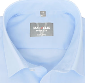 Marvelis Herren Businesshemd Super Slim Fit Kent Kragen Langarm Einfarbig Hellblau