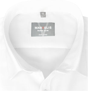Marvelis Herren Businesshemd Super Slim Fit Kent Kragen Langarm Einfarbig Weiß