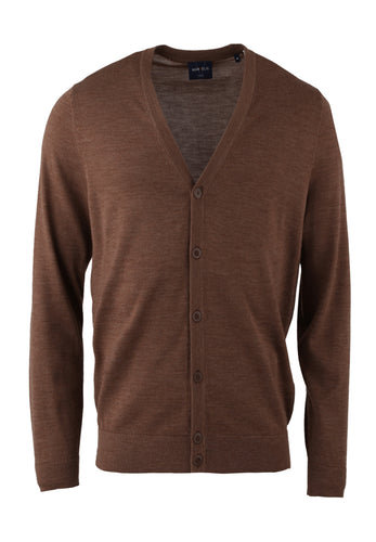 Cardigan - Merino - Casual Fit - Einfarbig - Braun