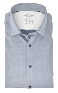 Easy To Wear Hemd - Body Fit - Langarm - Struktur - Dunkelblau