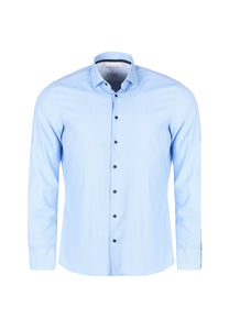Easy To Wear Hemd - Body Fit - Langarm - Struktur - Hellblau