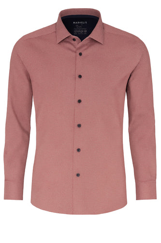 Easy To Wear Hemd - Body Fit - Langarm - Struktur - Rot