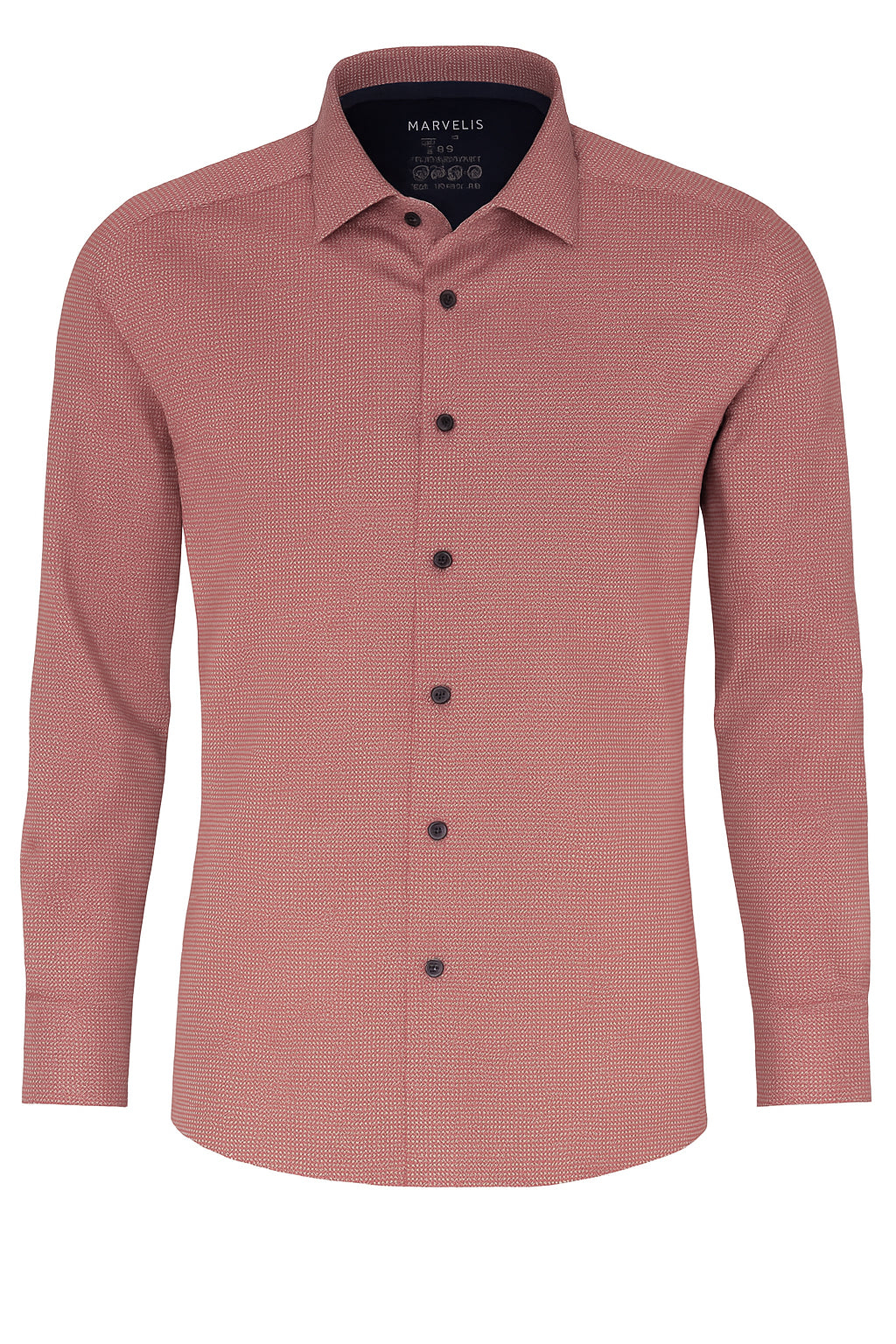 Easy To Wear Hemd - Body Fit - Langarm - Struktur - Rot