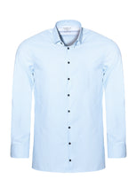 Laden Sie das Bild in den Galerie-Viewer, Easy To Wear Hemd - Modern Fit - Langarm - Gestreift - Hellblau/Weiß