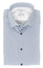 Laden Sie das Bild in den Galerie-Viewer, Marvelis Herren Easy To Wear Hemd Modern Fit Kent Kragen Langarm Stretch Muster Blau