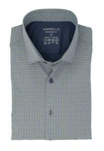 Easy To Wear Hemd - Modern Fit - Langarm - Muster - Marine