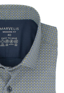 Easy To Wear Hemd - Modern Fit - Langarm - Muster - Marine