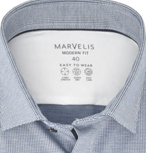 Laden Sie das Bild in den Galerie-Viewer, Marvelis Herren Easy To Wear Hemd Modern Fit Kent Kragen Langarm Stretch Struktur Dunkelblau