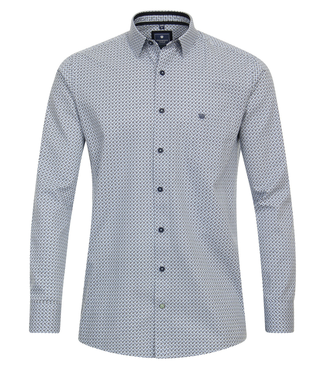 Freizeithemd - Casual Fit - Langarm - Muster - Hellblau