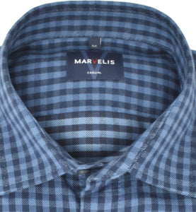 Freizeithemd - Casual Modern Fit - Langarm - Kariert - Blau