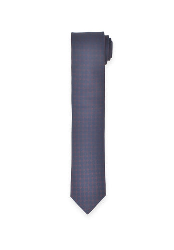Krawatte - Punkte - Dunkelblau/Cognac - 6,5 cm