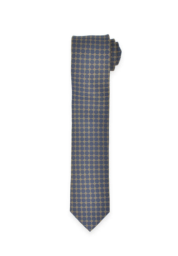 Krawatte - Punkte - Dunkelblau/Gelb - 6,5 cm