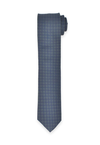 Krawatte - Punkte - Dunkelblau/Grün - 6,5 cm