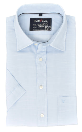 Kurzarmhemd - Casual Fit - Einfarbig - Hellblau