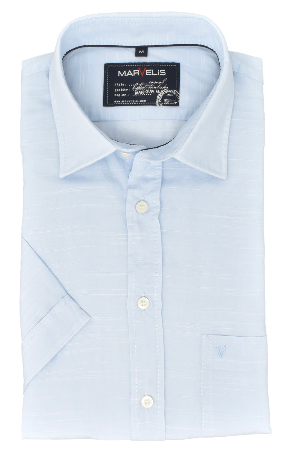 Kurzarmhemd - Casual Fit - Einfarbig - Hellblau