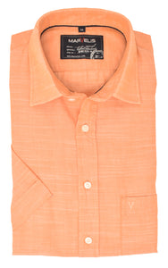 Kurzarmhemd - Casual Fit - Einfarbig - Koralle