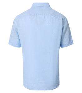 Kurzarmhemd - Casual Fit - Leinen - Hellblau