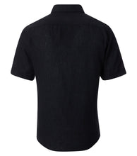 Laden Sie das Bild in den Galerie-Viewer, Kurzarmhemd - Casual Fit - Leinen - Schwarz