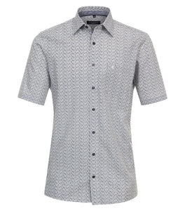 Kurzarmhemd - Comfort Fit - Print - Blau