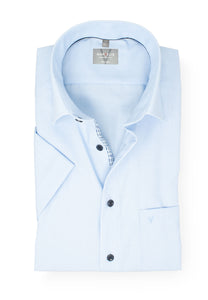 Kurzarmhemd - Comfort Fit - Einfarbig - Bleu