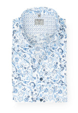 Laden Sie das Bild in den Galerie-Viewer, Kurzarmhemd - Comfort Fit - Florales Muster - Bleu