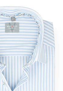 Kurzarmhemd - Comfort Fit - Gestreift - Bleu