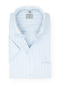 Kurzarmhemd - Comfort Fit - Gestreift - Bleu